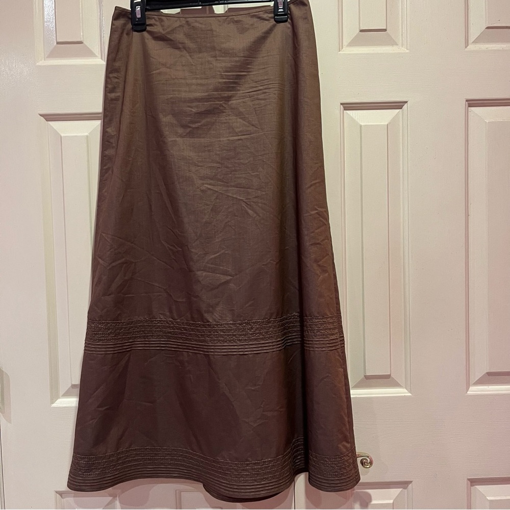 J Crew Boho Maxi Skirt Button Retro Brown Peasant Skirt
